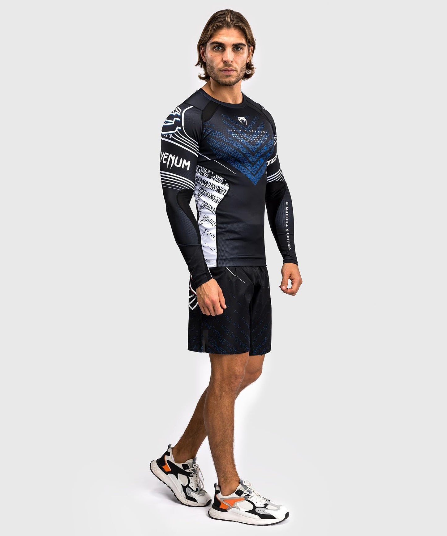 Venum Men's Standard Long Sleeve Rashguard, Blue/Black/White, XX-Large