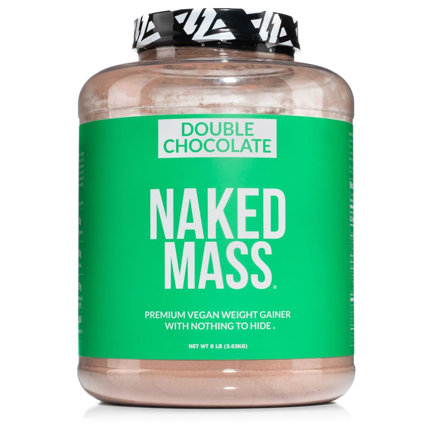 Double Chocolate Vegan Naked Mass - 1,260 Calories, 50G Protein, Nothing Artificial, All Natural Chocolate Weight Gainer Protein Powder - 8Lb Bulk, GMO Free, Gluten Free & Soy Free