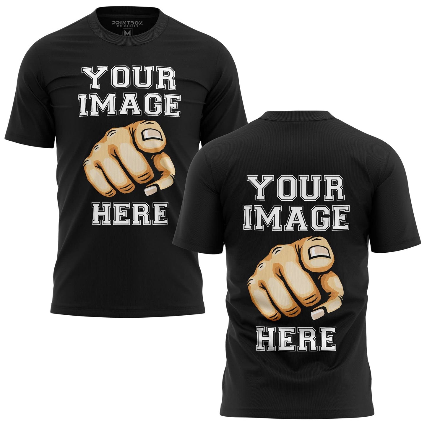 Custom Shirt for Men, ADD Your Image to Front and Back Printing, Customized Tshirts Design Your Own Black